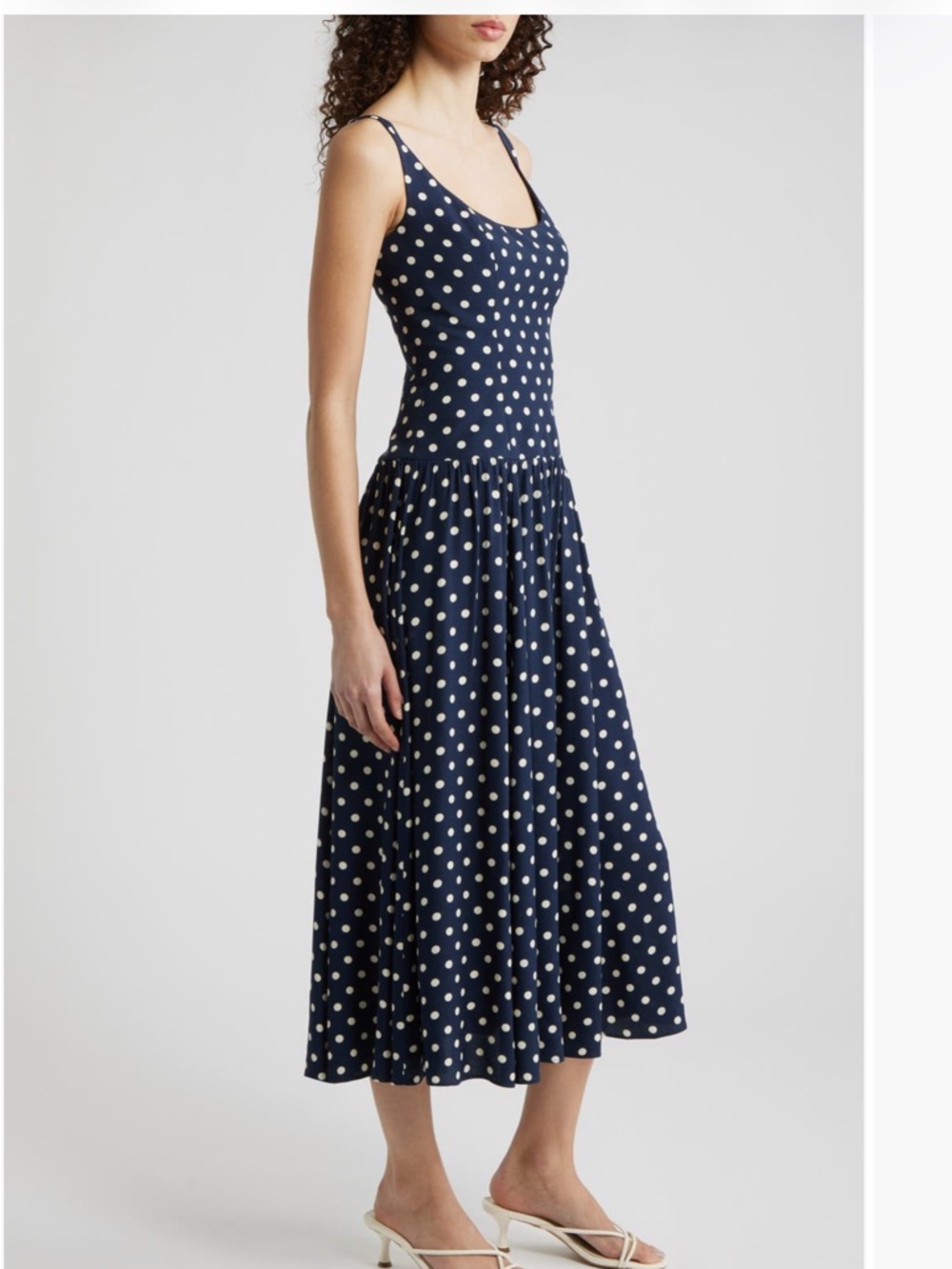 Reformation Bellarose Polka Dot Midi Dress Navy White NWT Size 6